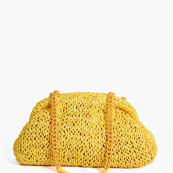 Tuckernuck Handbags - NEW NWT Tuckernuck MARIA LA ROSA Yellow Raffia Game Clutch